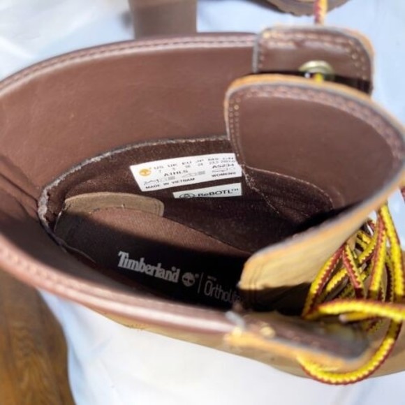 Timberland Women brown allington heeled lace up boots Size 7 3 inch heel Tie - Picture 8 of 8